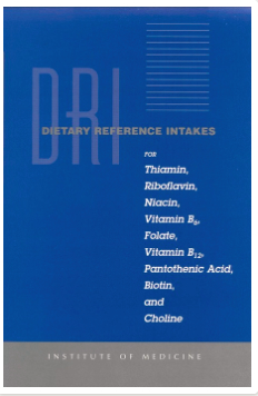 Dietary Reference Intakes for Thiamin, Riboflavin, Niacin, Vitamin B6, Folate, Vitamin B12, Pantothenic Acid, Biotin, and Choline
