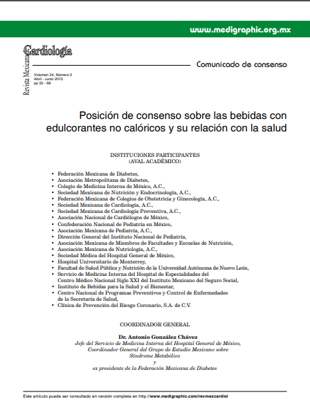 Posición de consenso sobre las bebidas con edulcorantes no calóricos y su relación con la salud