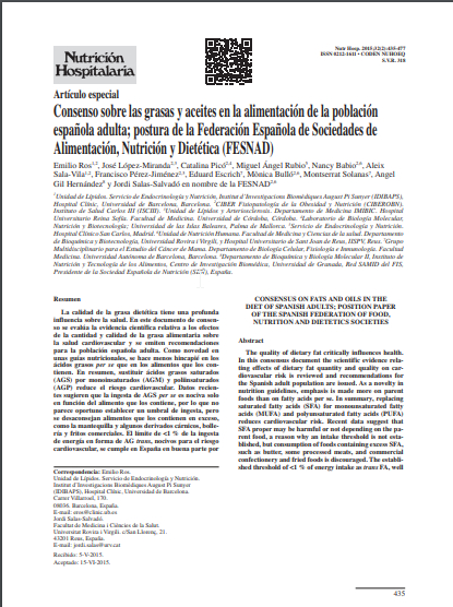 Consenso sobre las grasas y aceites en la alimentación de la población española adulta