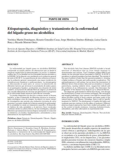 Etiopatogenia, diagnóstico y tratamiento de la enfermedad del hígado graso no alcohólica